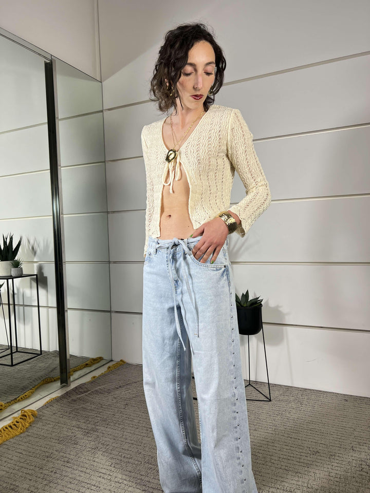 jeans full lenght con borchie vita bassa light blue BERLINOLIGHT BLUE TWO WAY