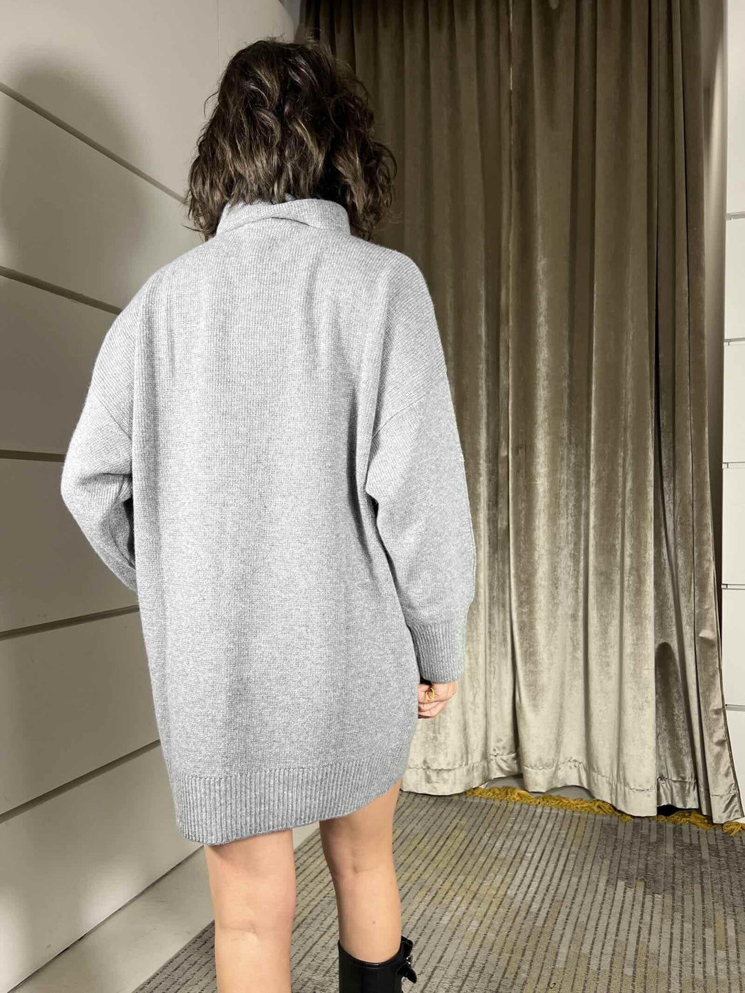 abito in maglia collo alto in misto lana grigio chiaro 77131FGRIGIO CHIARO VICOLO