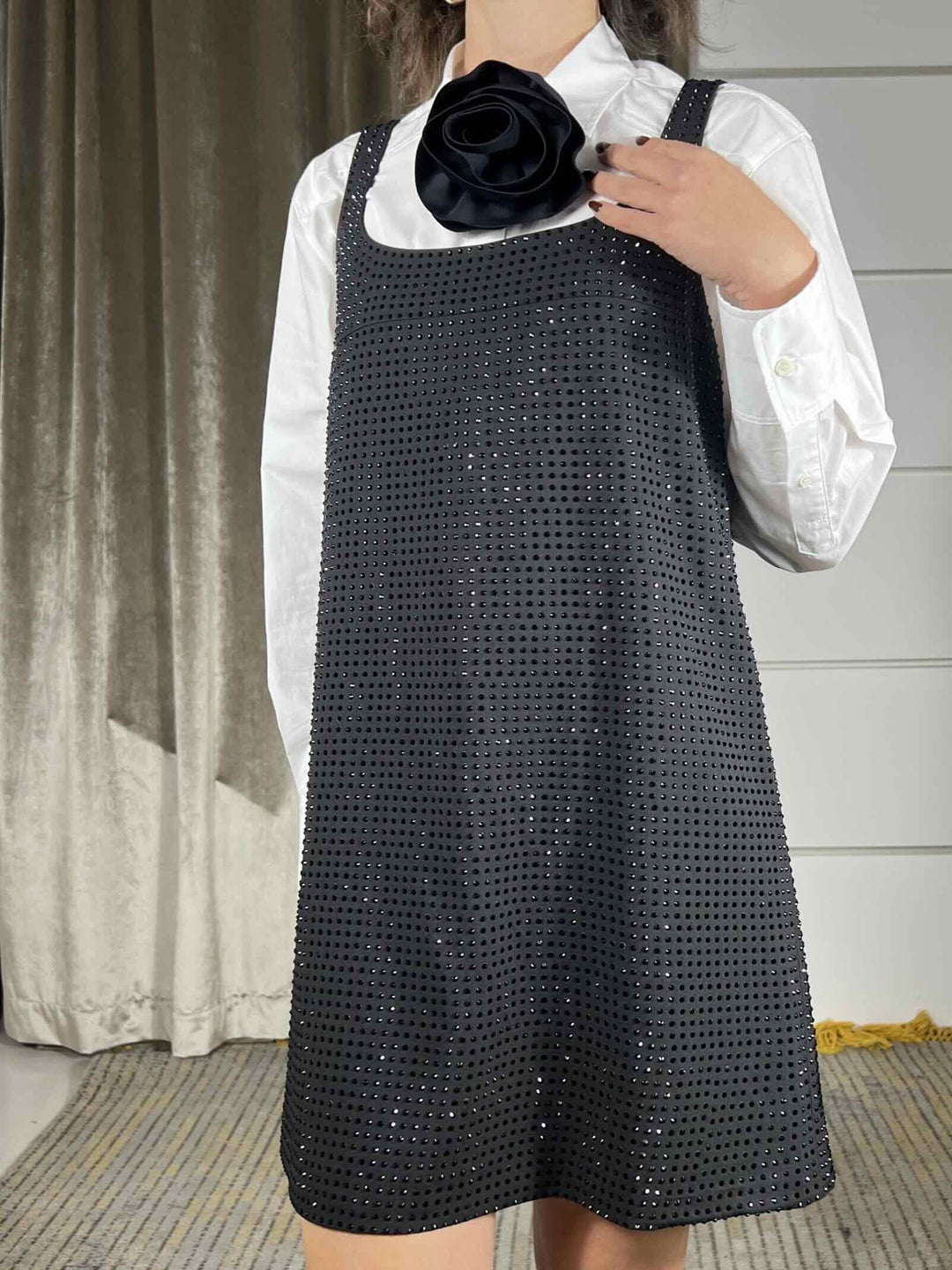 ABITO CORTO NERO CON STRASS AROA ABITOZ99 PINKO