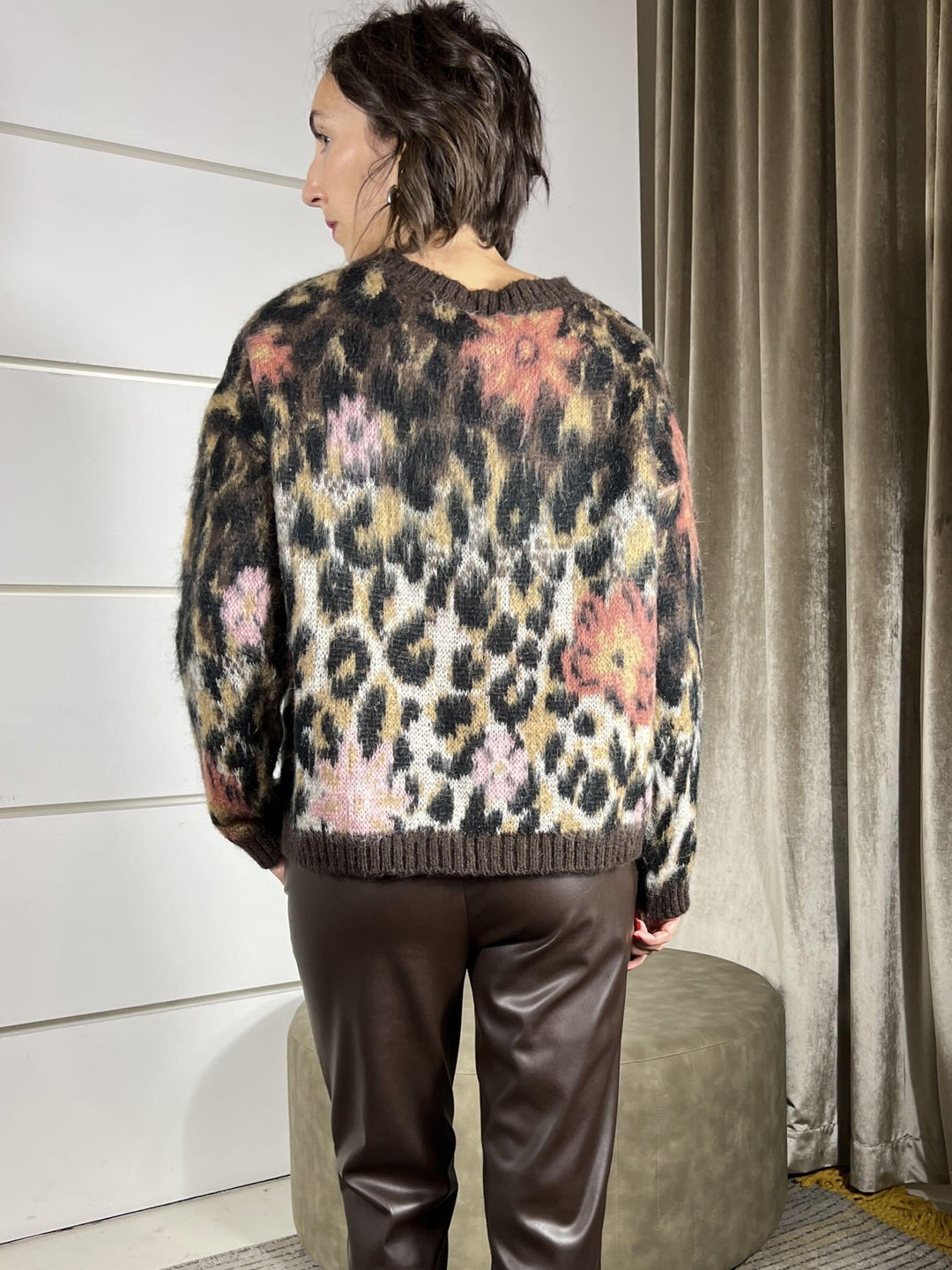 maglione maculato girocollo misto lana rosa D81221ROSA TENSIONE IN