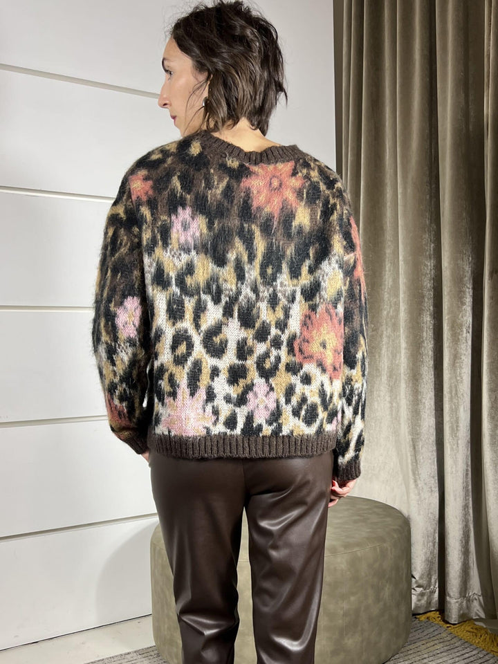 maglione maculato girocollo misto lana rosa D81221ROSA TENSIONE IN