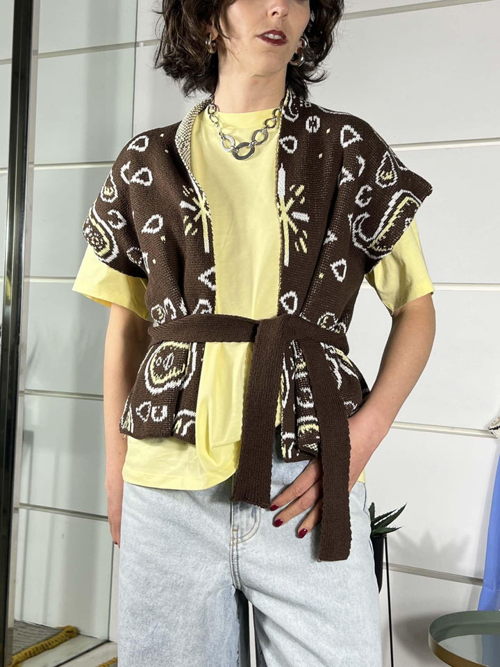 gilet caffe stampa bandanacon cinta GI26SA514CAFFE TWO WAY