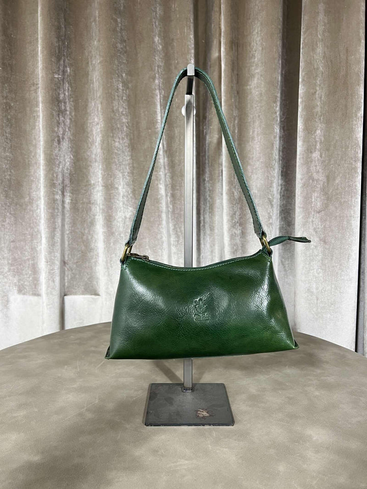 borsa in vera pelle a spalla verde 650432VERDE FEMME CAFE SELECTION