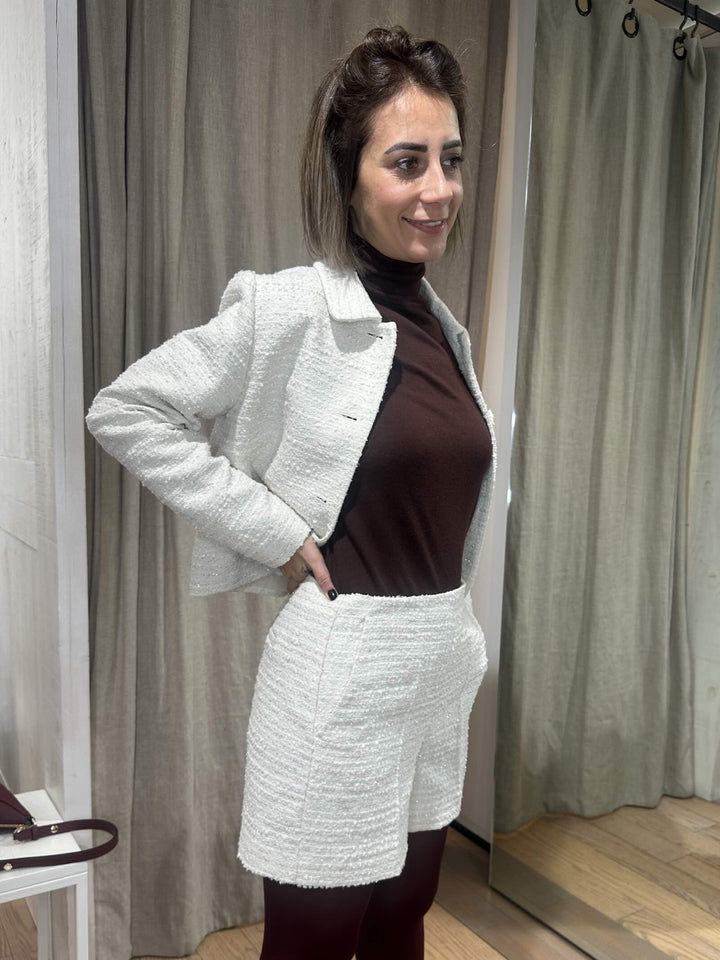 SHORTS AVORIO IN STUOIA JACQUARD LAMè GOLOSO001 iBLUES 2