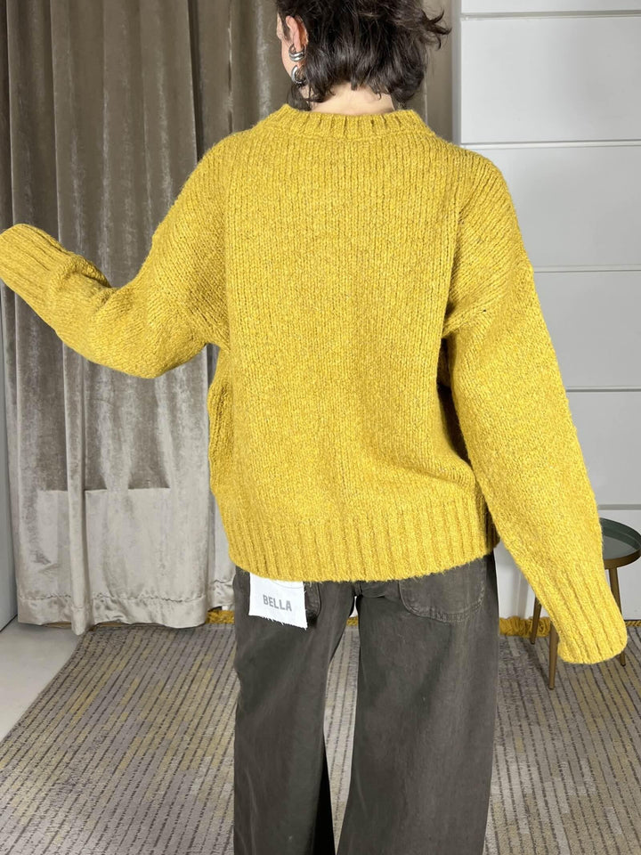 maglione girocollo in misto lana e alpaca ocra 33057FOCRA VICOLO