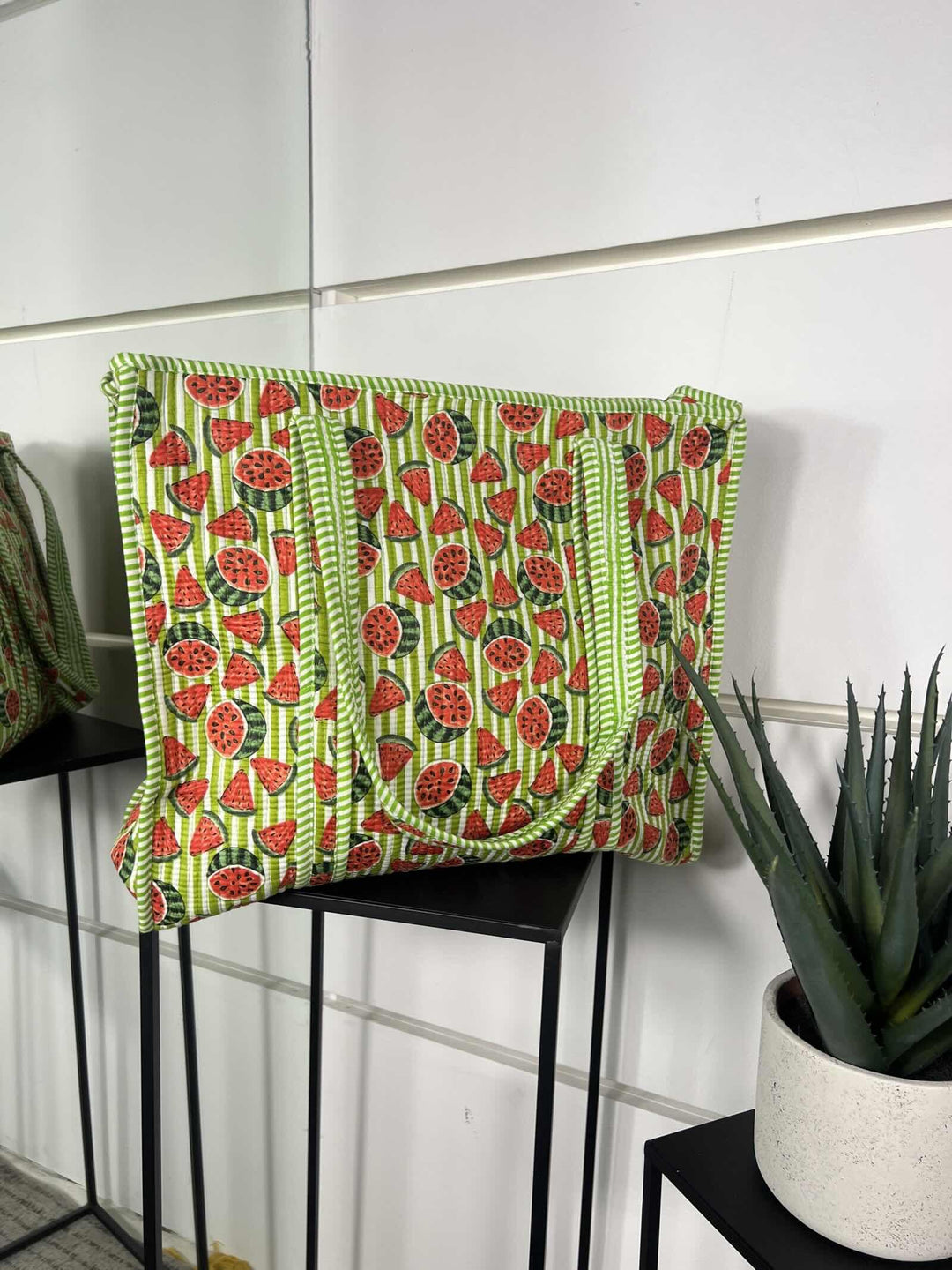 borsa in cotone con stampa anguria verde CO-B0225ANGURIA/VERDE FEMME CAFE SELECTION