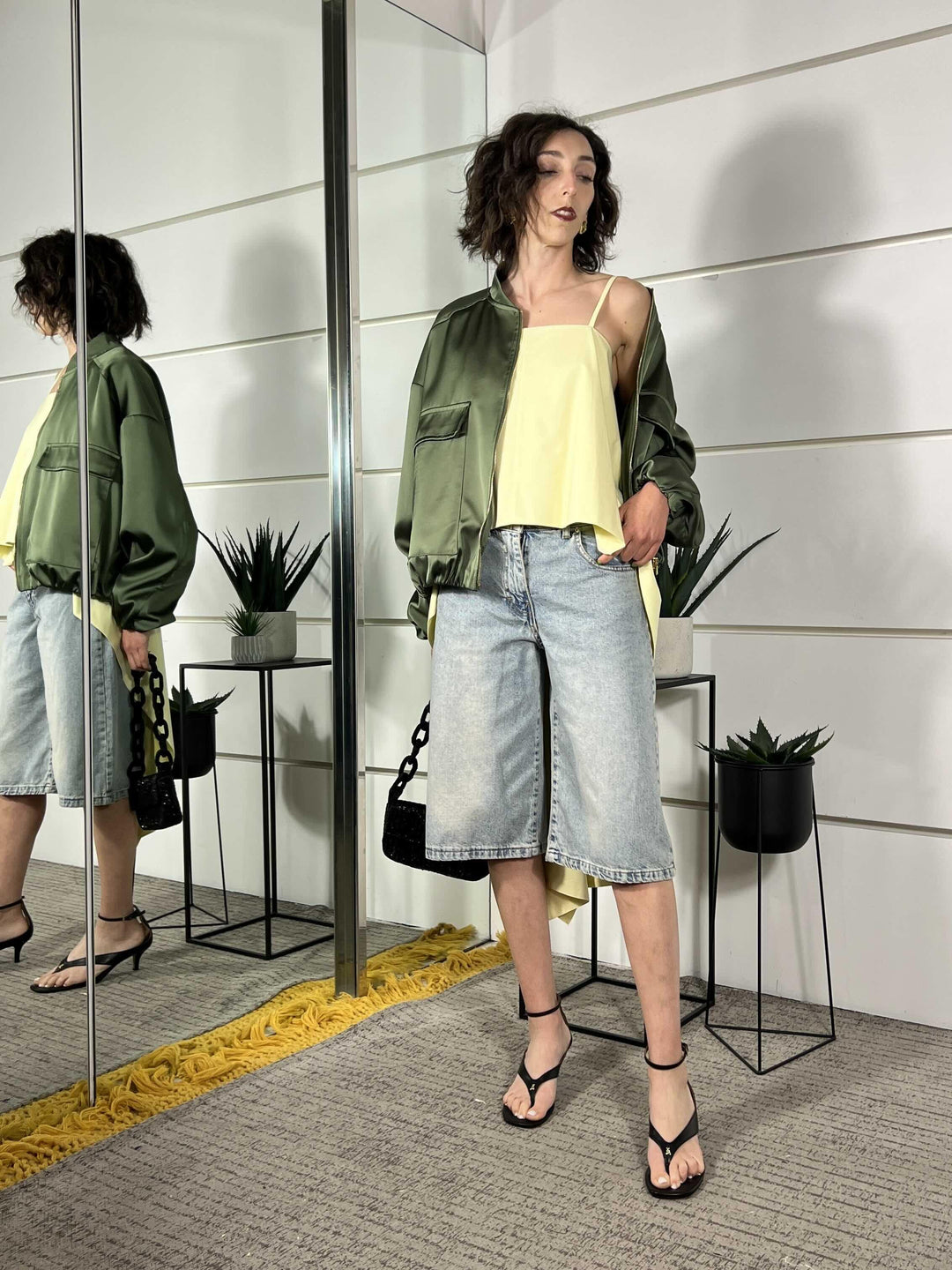 bomber con tasca satin verde TAB0623VERDE VICOLO