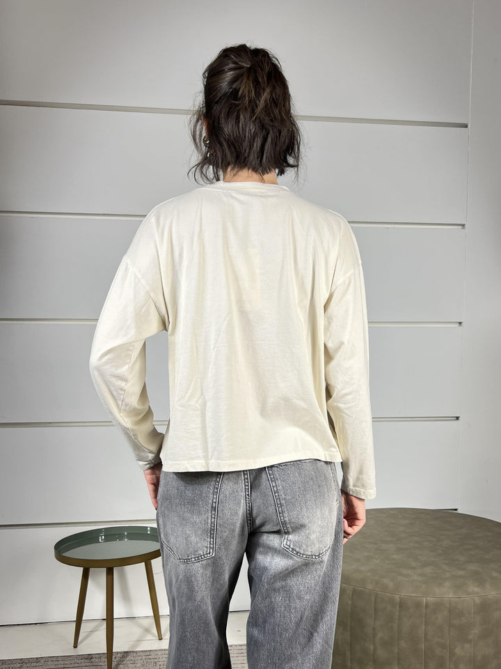 T-SHIRT BURRO IN COTONE MANICA LUNGA GIROCOLLO MJS-P123BURRO HAVE ONE