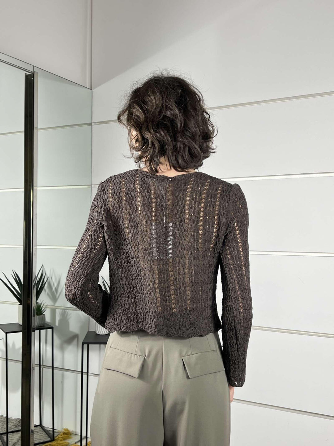 cardigan traforato moro crochet 26172MORO SUSY MIX