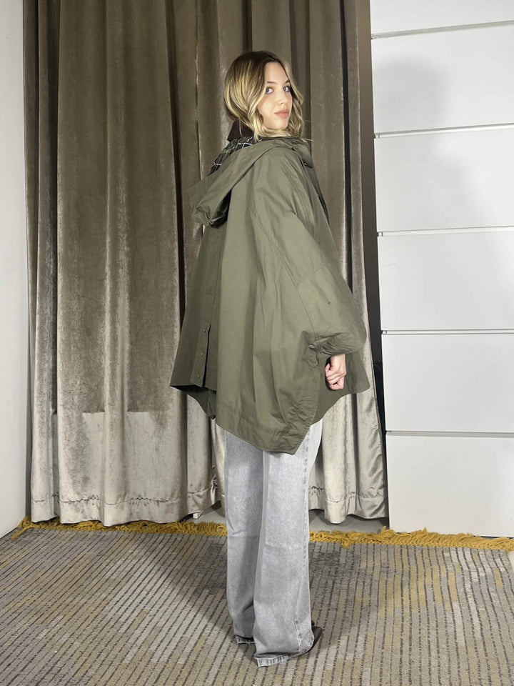 cappa verde con colletto in velluto moro TAB0018VERDE VICOLO