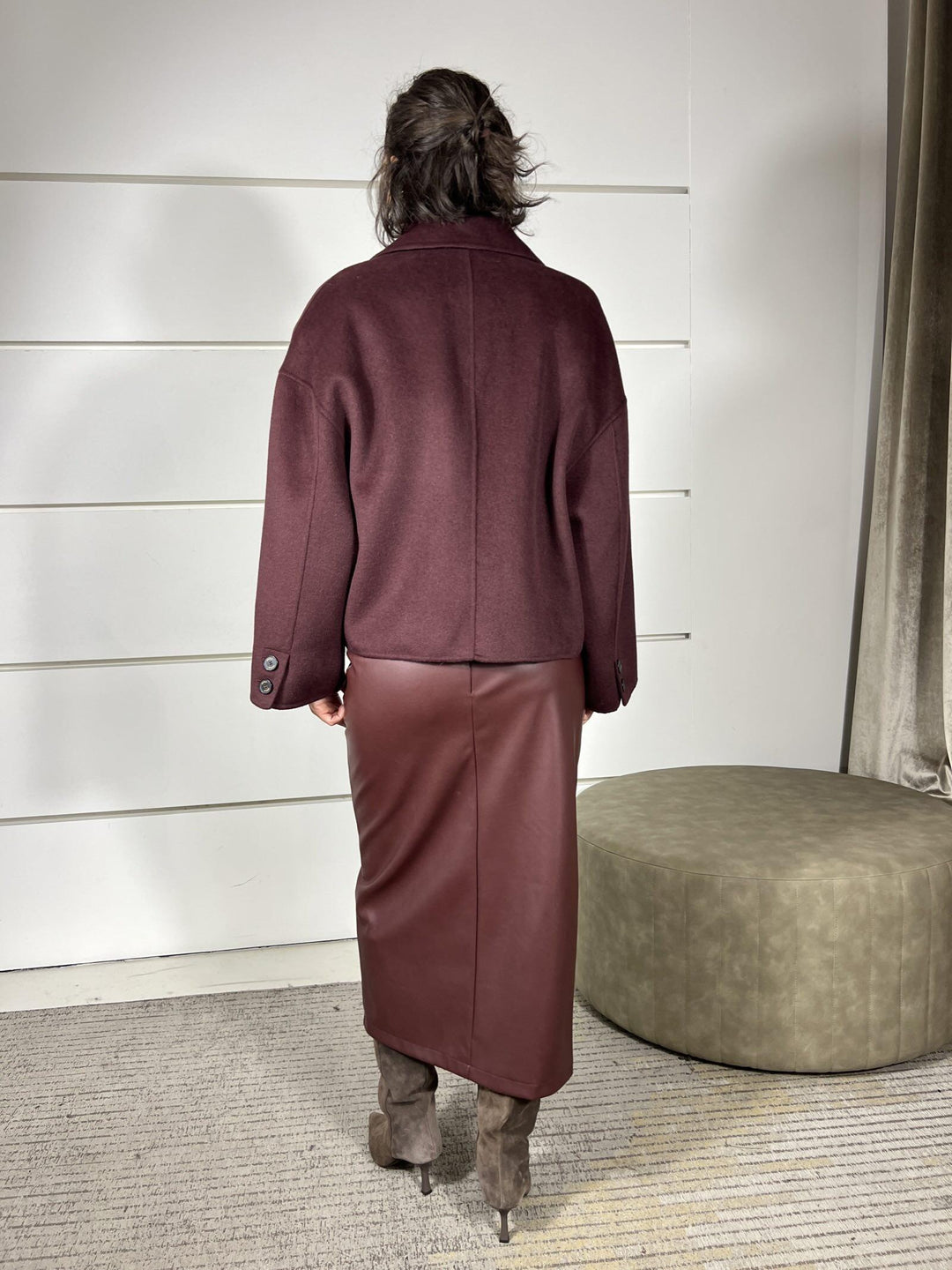 gonna in ecopelle midi con arricciatura vino SK894Q01VINO SUSY MIX