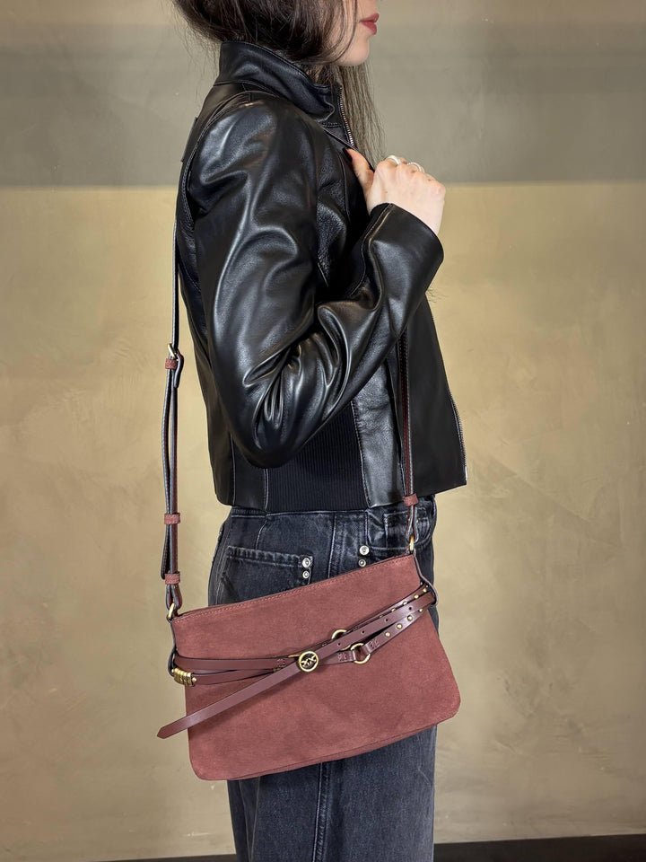 belt bag mini in suede burgundy BELT BAG MINI SUEDER49Q PINKO