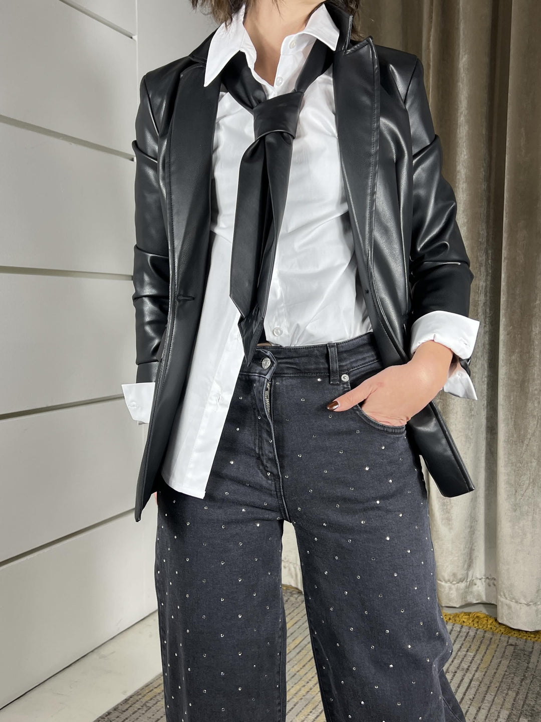 jeans nero bella con strass all over PLS-P347NERO HAVE ONE