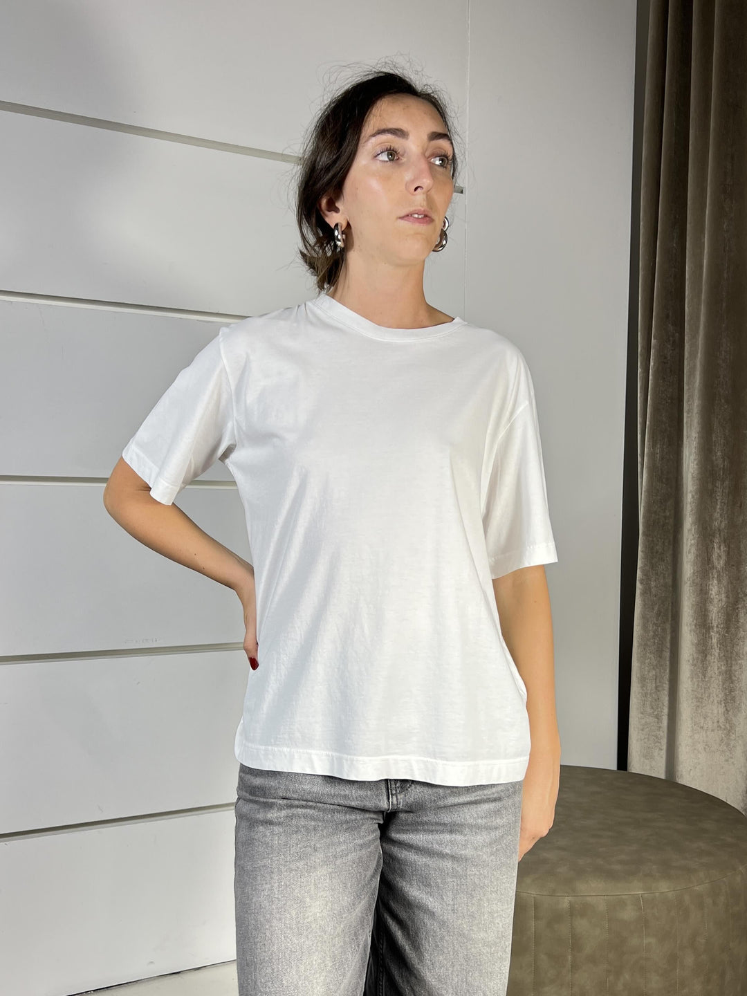 t-shirt in cotone over bianca MNU-N004NATURALE HAVE ONE
