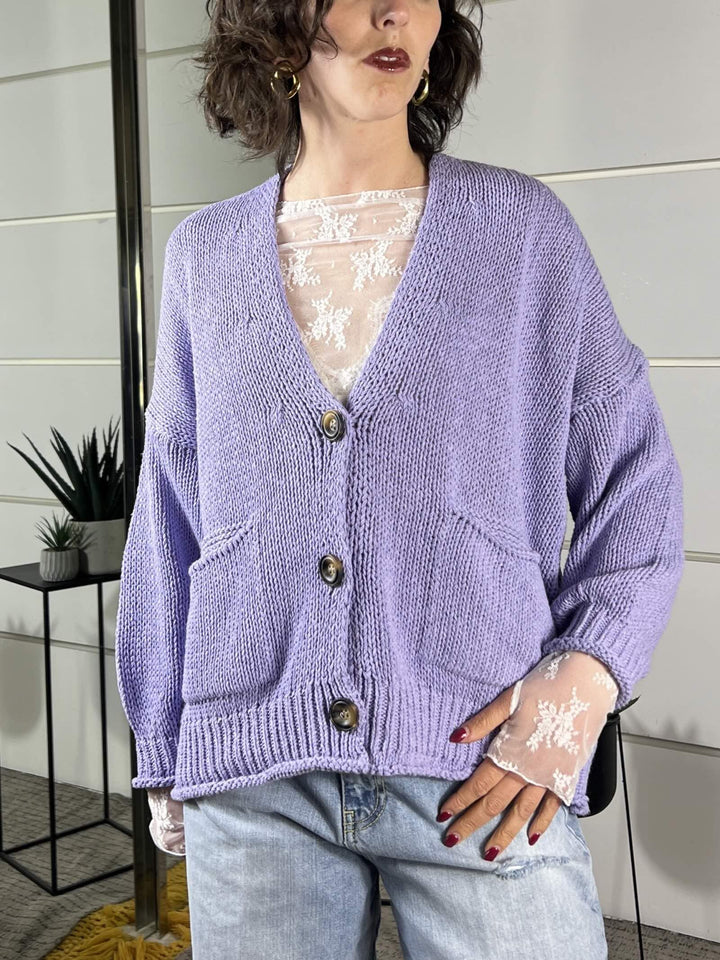 cardigan over, scollo a v  lilla 3AB3015LILLA VICOLO