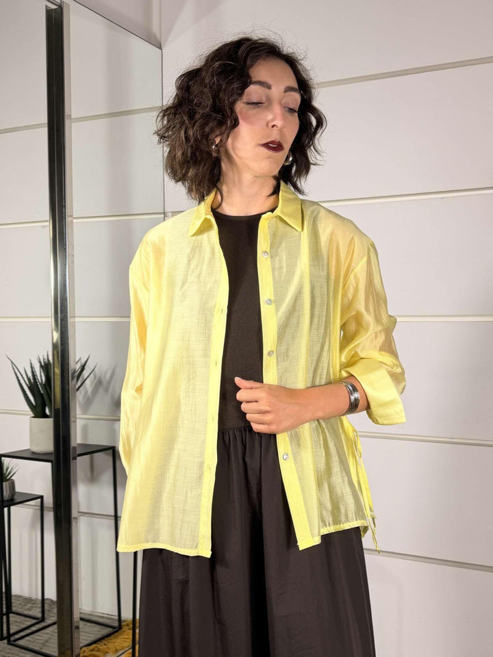camicia in voille con lacci a lato gialla WCAM26SP1050GIALLO TWO WAY