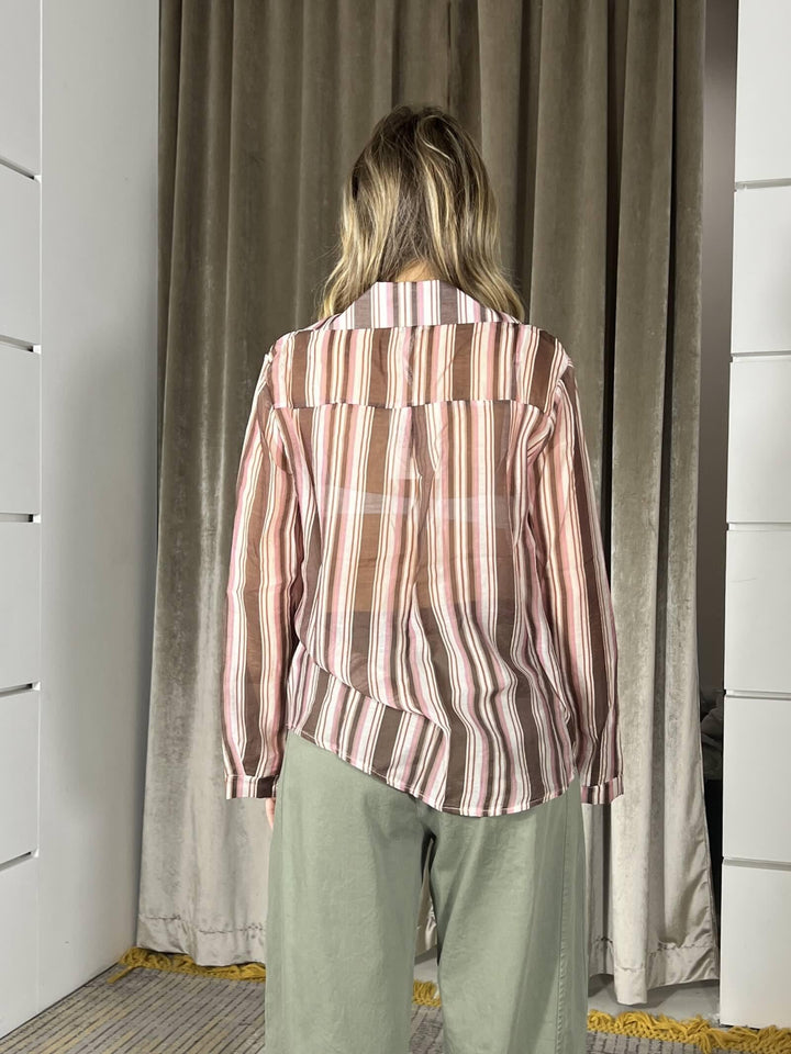 camicia a righe manica lunga moro Z098CH3401MORO SUSY MIX