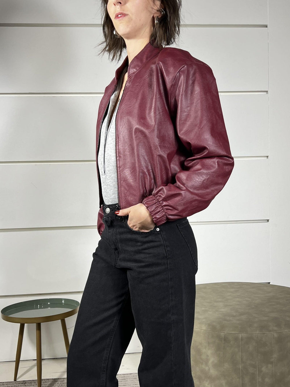 bomber in ecopelle vino J781D4VINO SUSY MIX