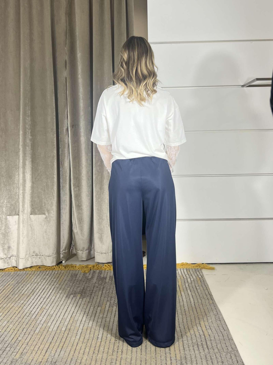 pantalone blu  a palazzo con banda PVS-Q166BLU HAVE ONE