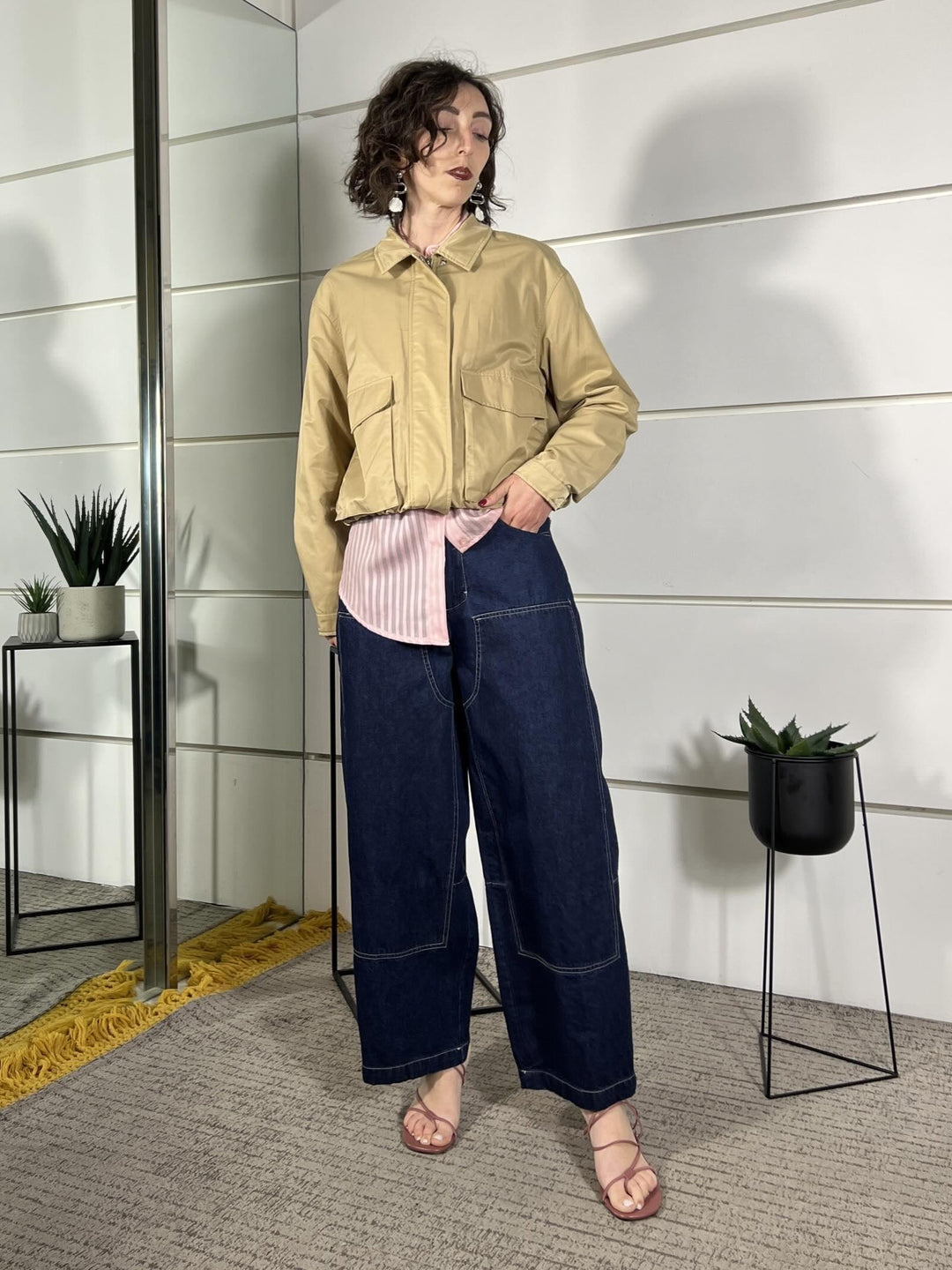 jeans work con impunture a contrasto denim scuro 60410PBLU SUSY MIX