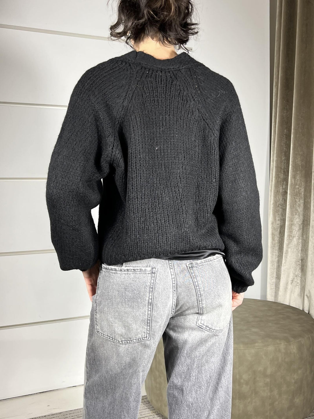 cardigan nero scollo a v con bottone gioiello JIT-P021NERO HAVE ONE