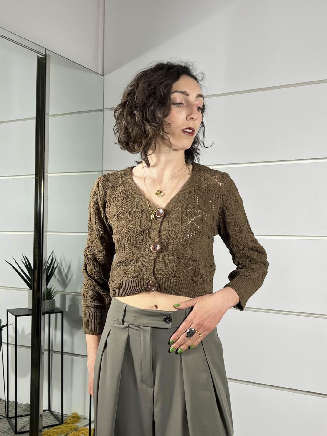 cardigan crop scollo a v cacao 26217CACAO SUSY MIX
