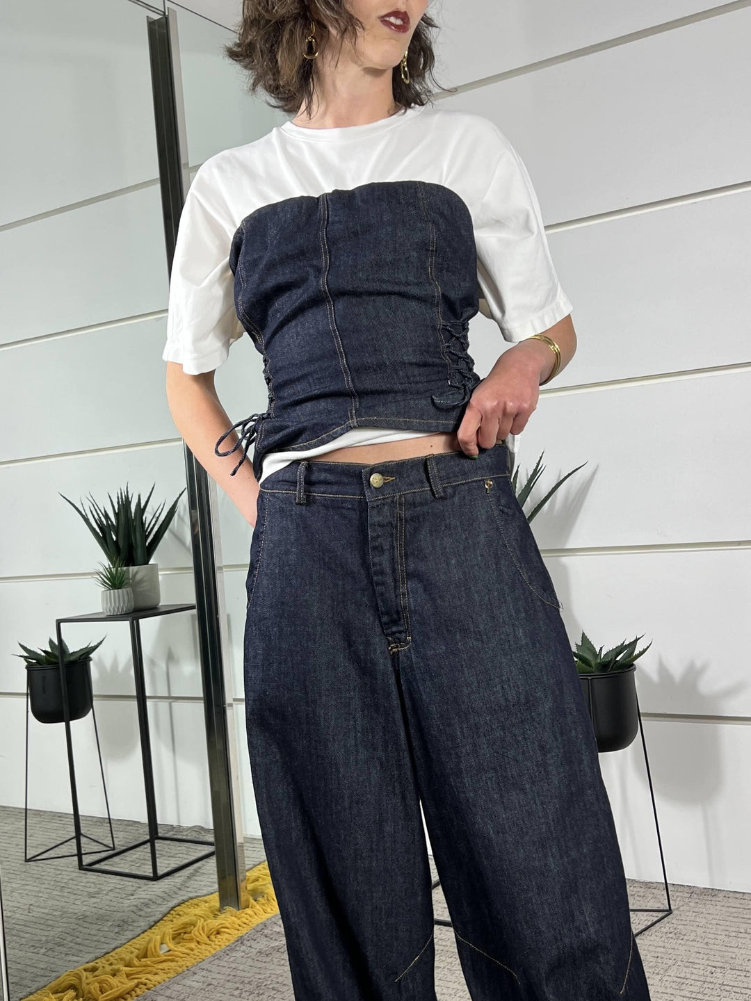 pantalone in denim scuro barrel D02E1085DENIM PHILIA LOFT