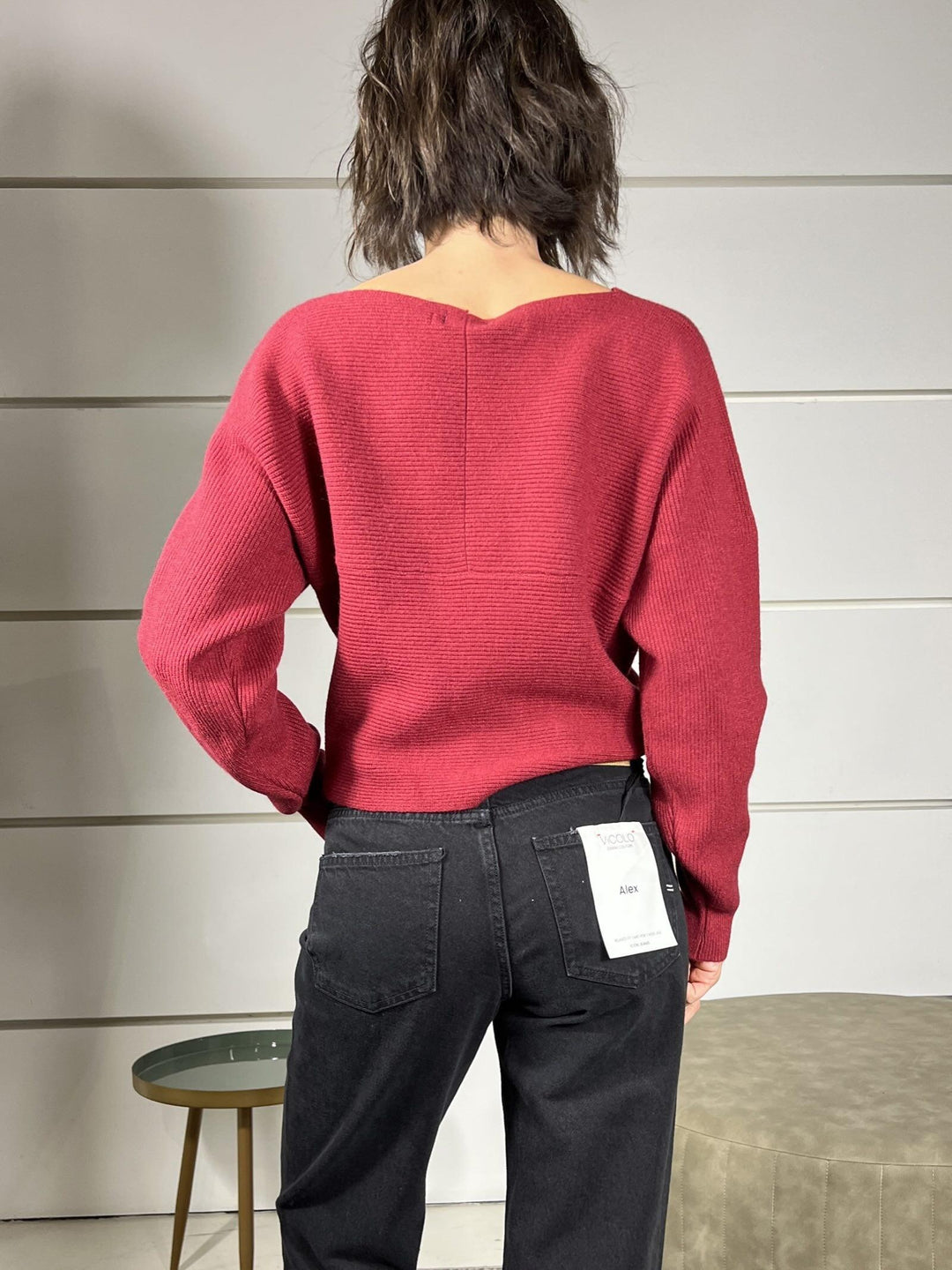 maglia a costine a incrocio manica lunga bordeaux 12011BORDEAUX SUSY MIX