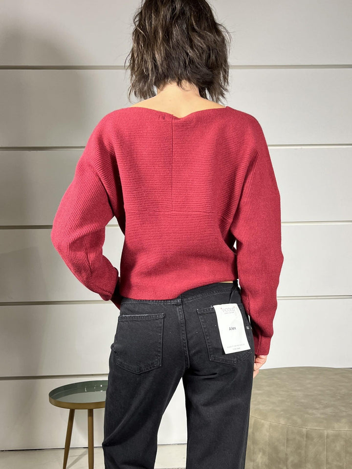 maglia a costine a incrocio manica lunga bordeaux 12011BORDEAUX SUSY MIX