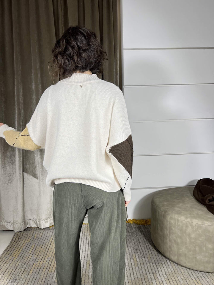 maglione con rombi panna in misto lana F01E0886PANNA PHILIA LOFT
