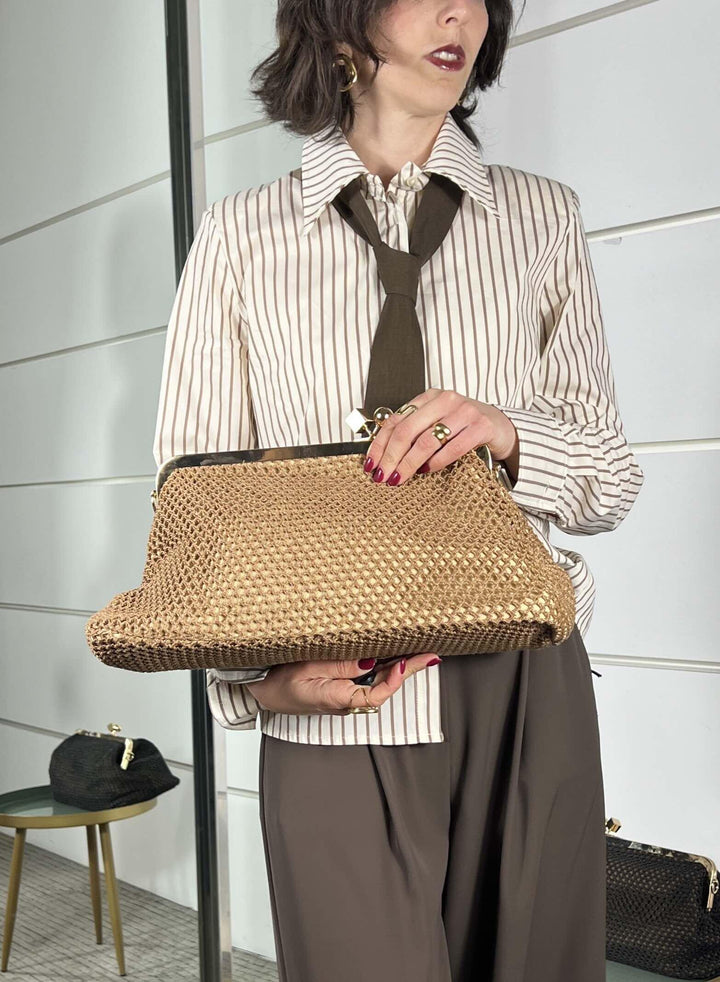 borsa clutch a rete apricot KSD52088APRICOT FEMME CAFE SELECTION
