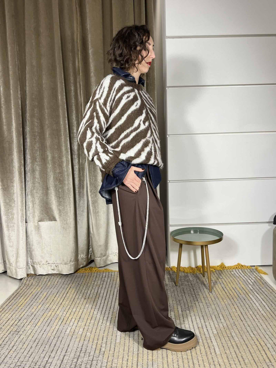 pantalone cannella con catena di strass P5Z2KQP1819 IMPERIAL