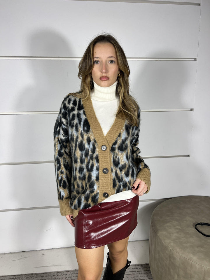 cardigan maculato scollo a azzurro D80995AZZURRO TENSIONE IN