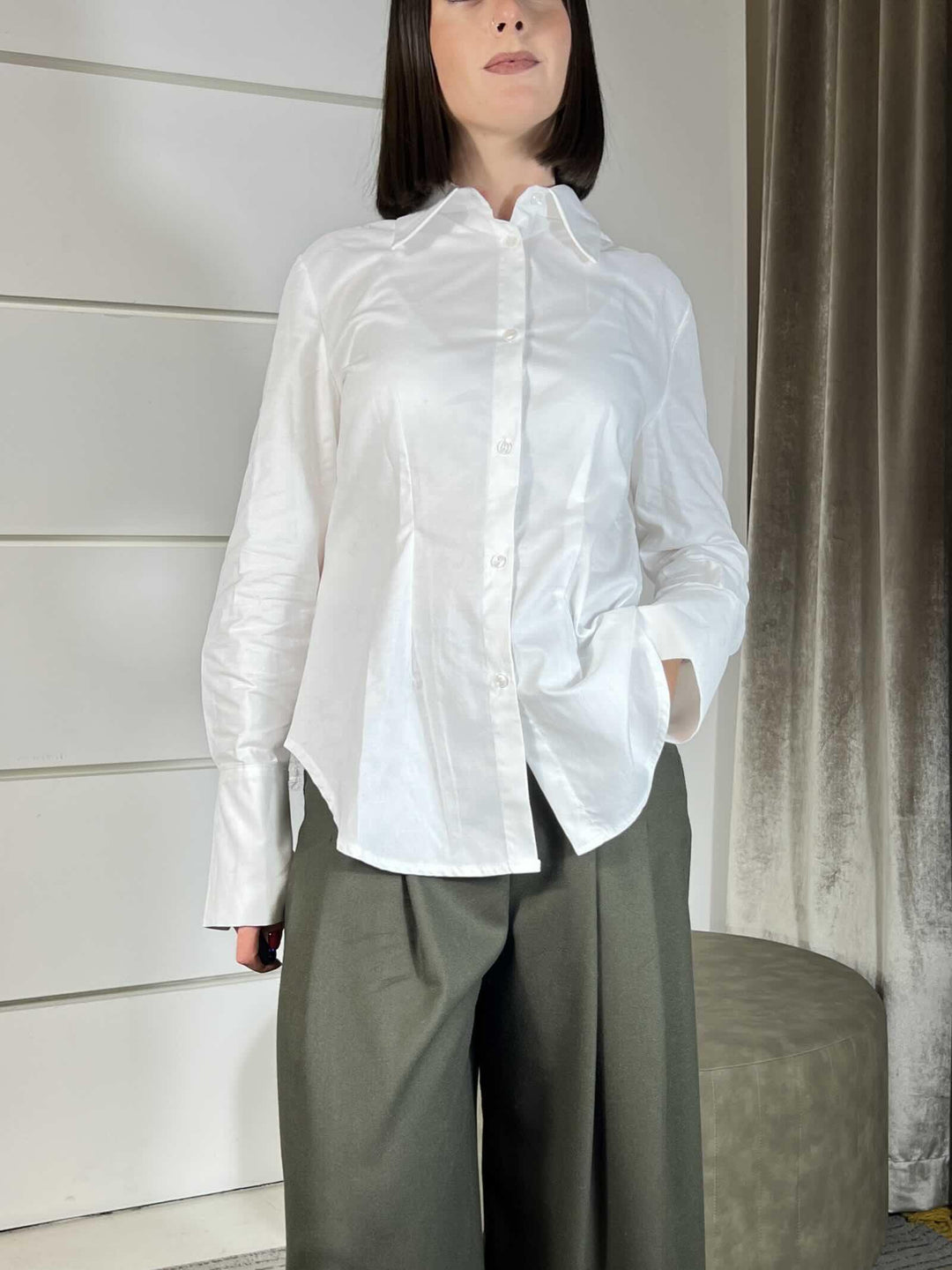 CAMICIA BIANCA SFIANCATA W25C959BIANCO TENSIONE IN