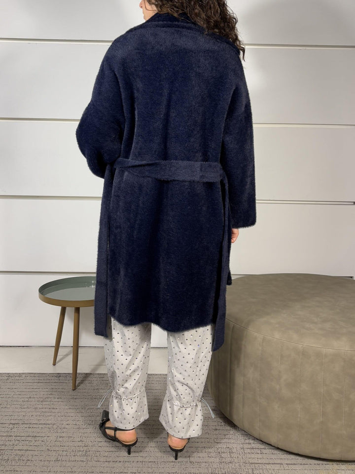CAPPOTTO CON CINTURA EFFETTO VELOUR  BLU ZANTE CAPPOTTOG83 PINKO