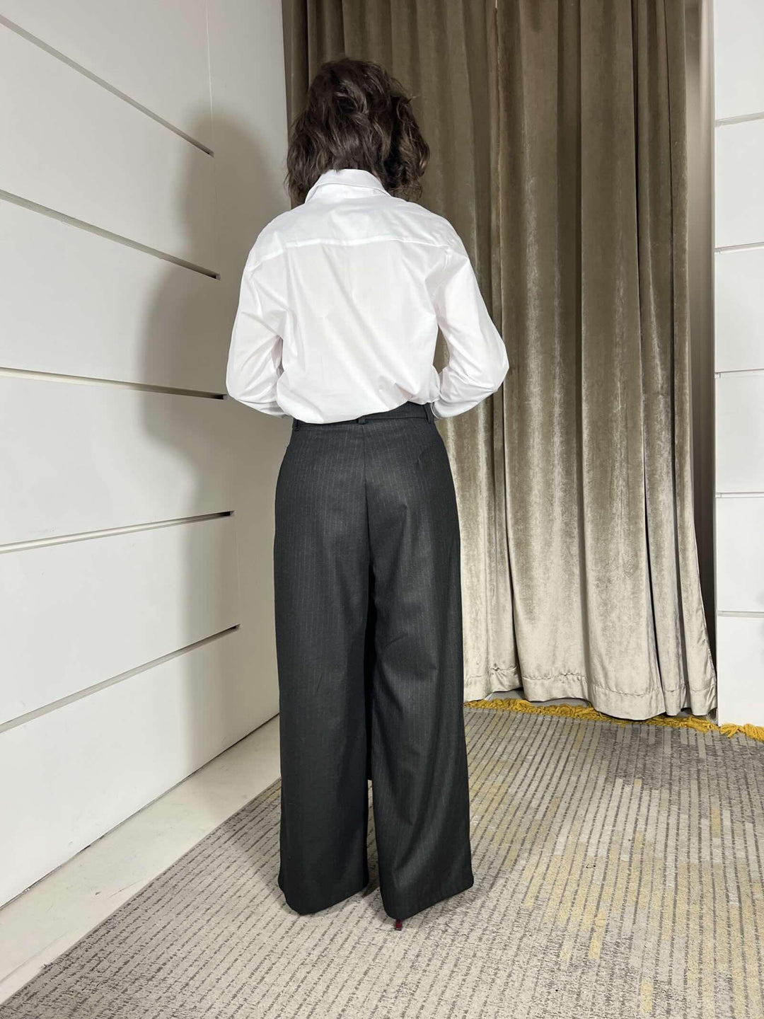 pantalone gessato con pinces nero D01E0999NERO PHILIA LOFT