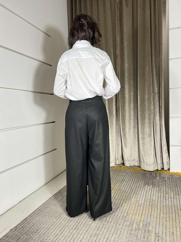 pantalone gessato con pinces nero D01E0999NERO PHILIA LOFT