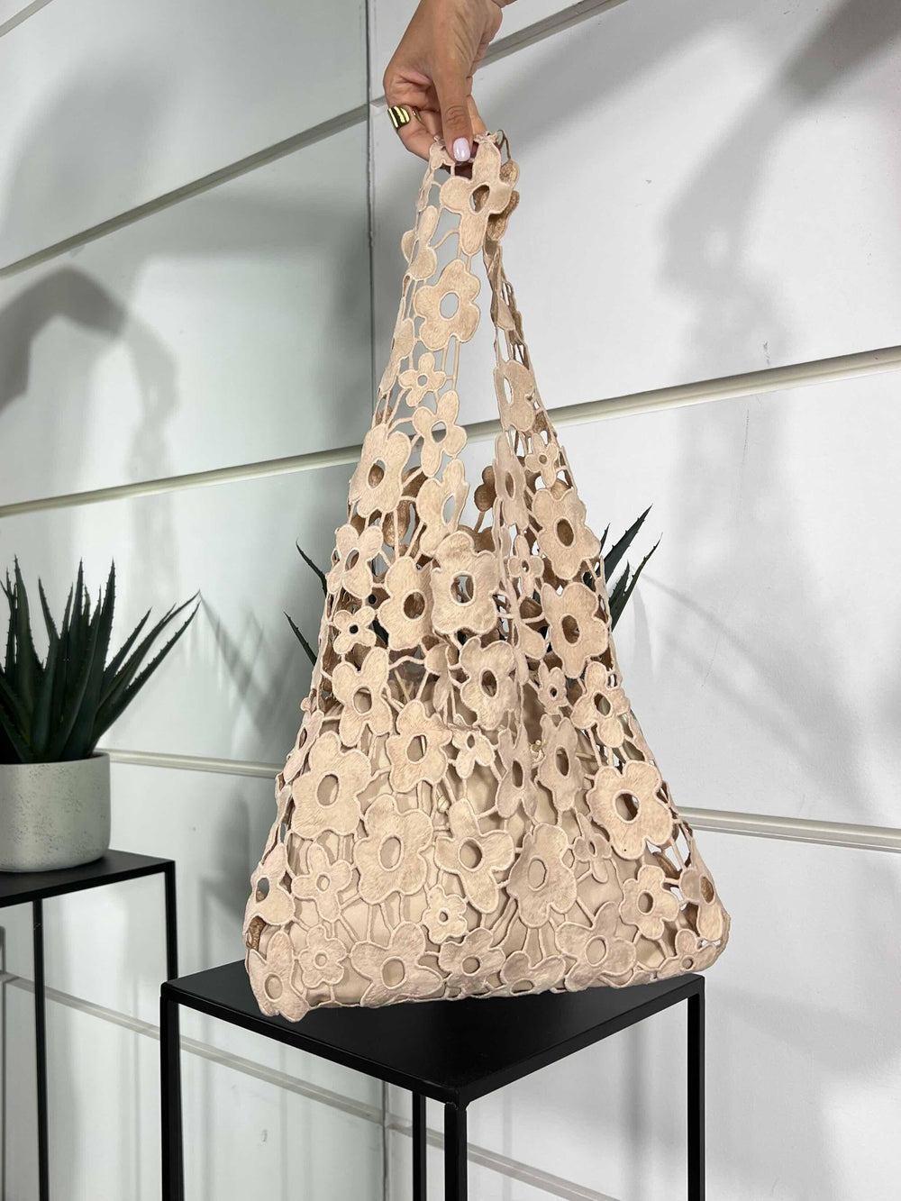 borsa a spalla kaki con fiori FF27386KAKI FEMME CAFE SELECTION