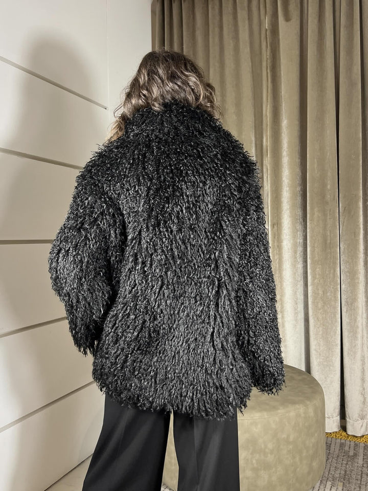 eco pelliccia mongolia over con nera KMA-P133NERO HAVE ONE