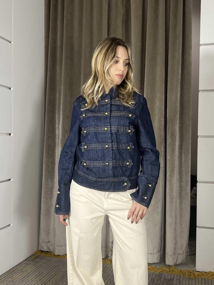 giubbotto military in denim CP727BLU TENSIONE IN