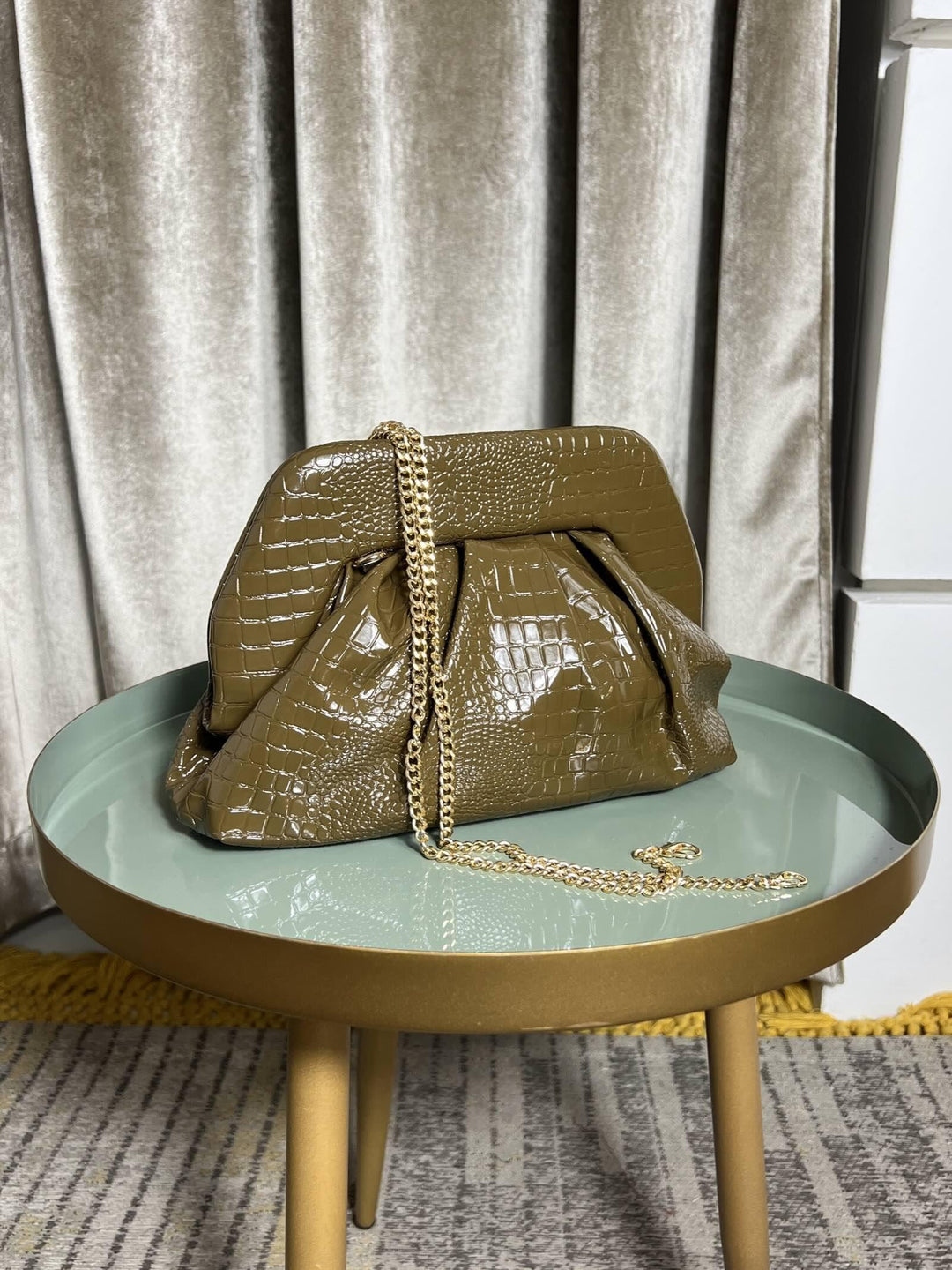 BORSA CLUTCH VERDE MILITARE ECOPELLE COCCO PRR0914BROWN FEMME CAFE SELECTION