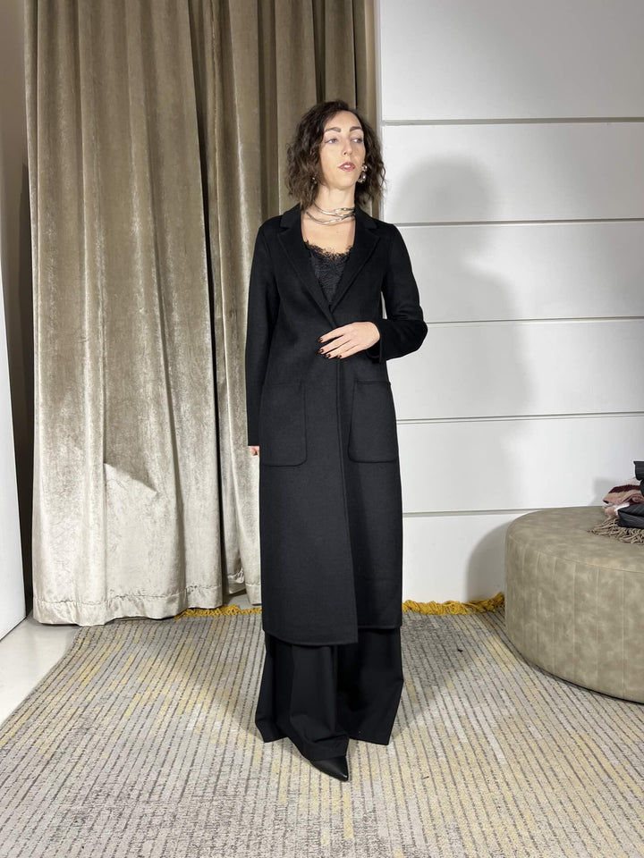 cappotto lungo nero monopetto TF0002NERO VICOLO