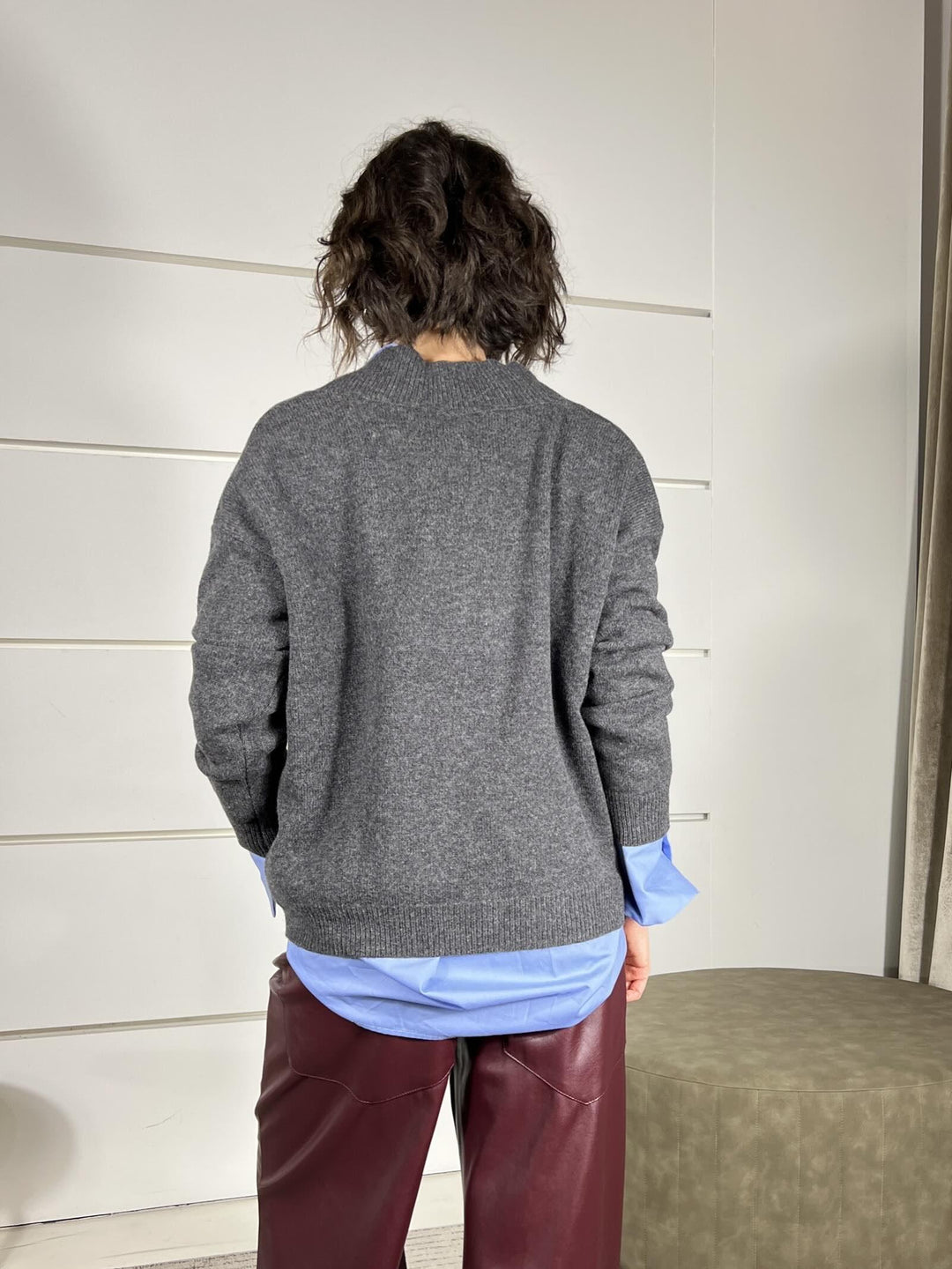 maglione scollo a v 100% lana catrame WL785AI25CATRAME TENSIONE IN