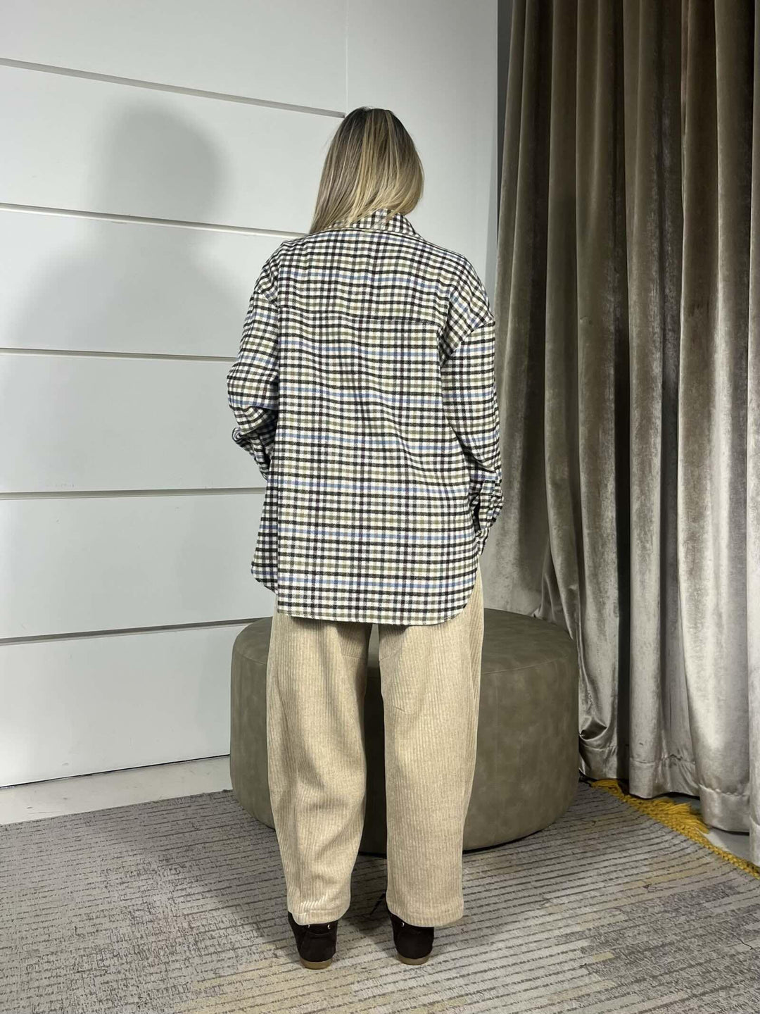 CAMICIA IN FLANELLA A SCACCHI TF1862PANNA/BORDEAUX/CELESTE/SENAPE VICOLO