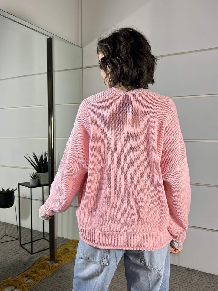 cardigan over, scollo a v rosa 3AB3015ROSA VICOLO