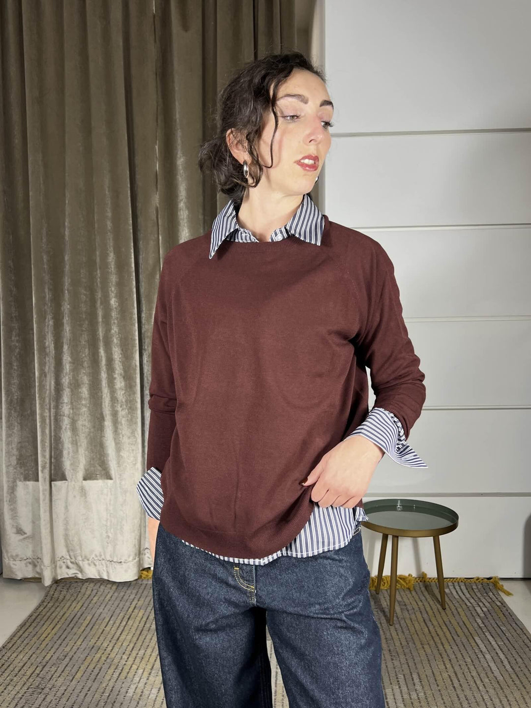 maglia over in viscosa scollo a barchetta bordeaux 22027FBORDEAUX VICOLO