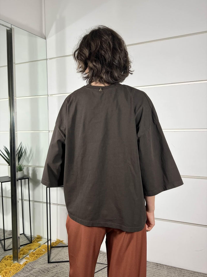 t-shirt over manica corta, girocollo moro M02E0052MORO PHILIA LOFT