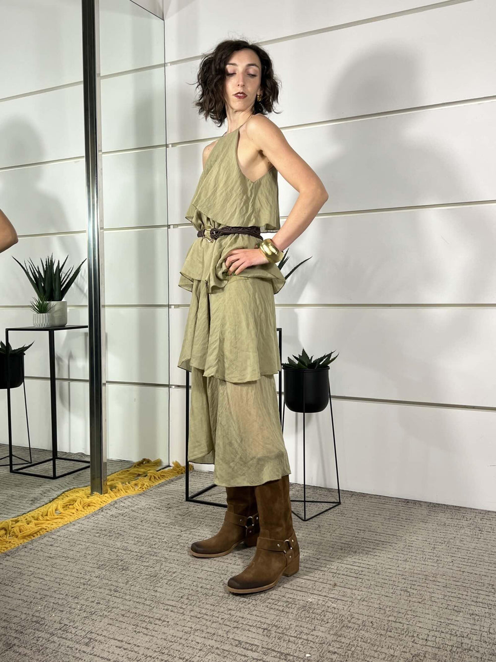 abito lungo a balze olio W02G0738OLIO PHILIA LOFT