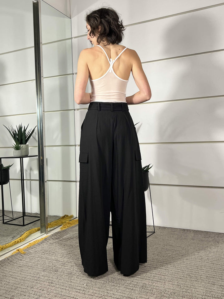 pantalone con pinces nero in cotone e viscosa 10497NERO SUSY MIX