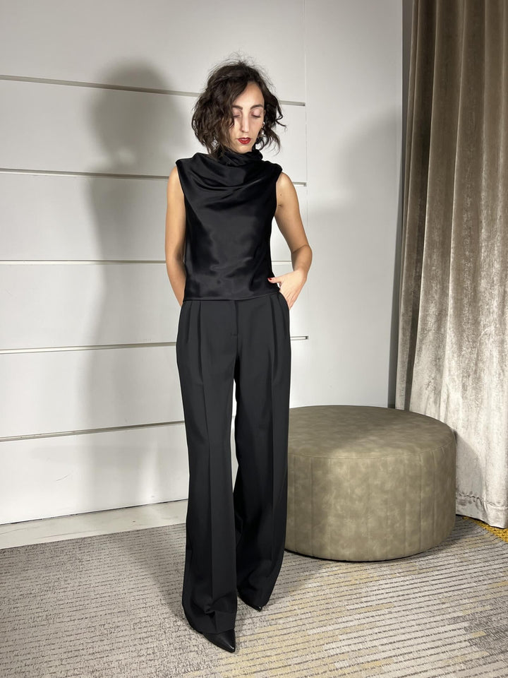 TOP NERO IN RASO CON FIOCCO ADELITA TOPZ99 PINKO